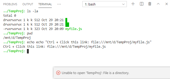On the integrated terminal, `ctrl + click` doesn't correctly open the ...