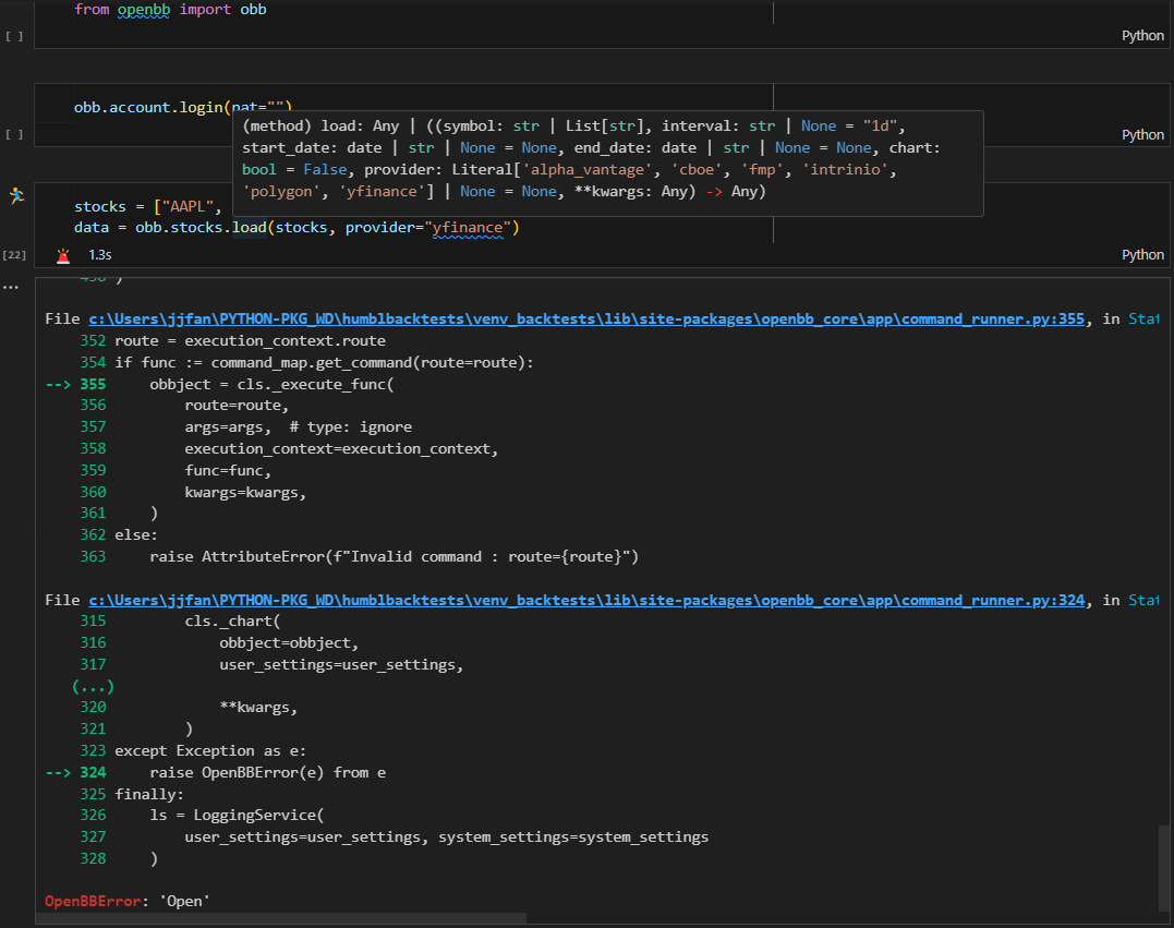 [Bug] `obb.stocks.load()` doesn't correctly parse symbols list · Issue ...