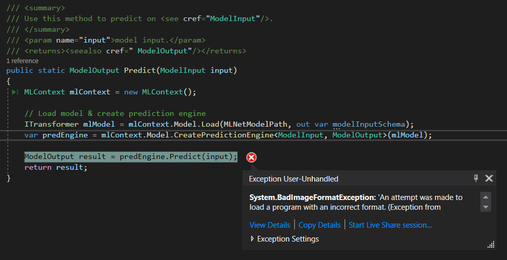 DLLNotFoundException and BadImageFormatException for ML.NET in .NET ...