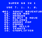 Menu - Super GG 68 in 1 Sonic Adventure (Unl)-01