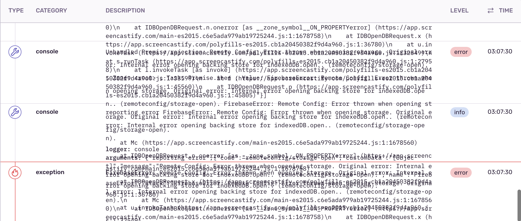 Starting from SDK version 5.12.0, console category in breadcrumbs is no