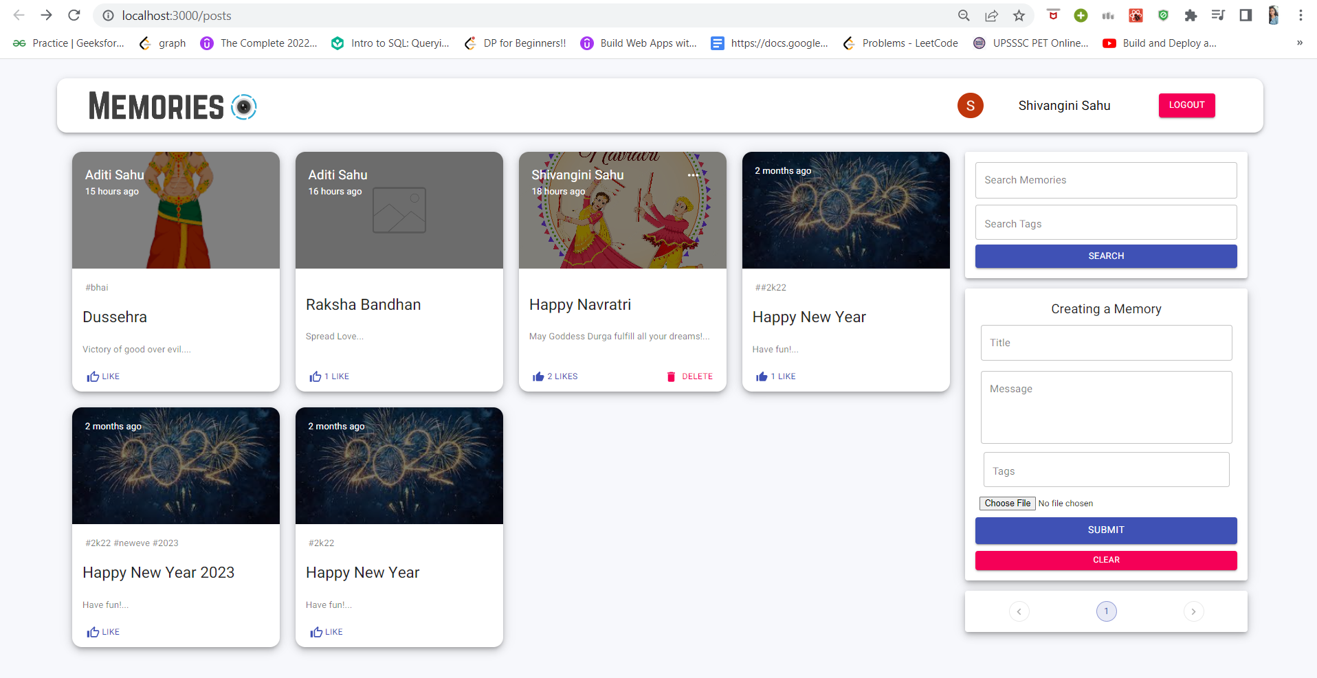 GitHub - Shivangini19/Memories_Project