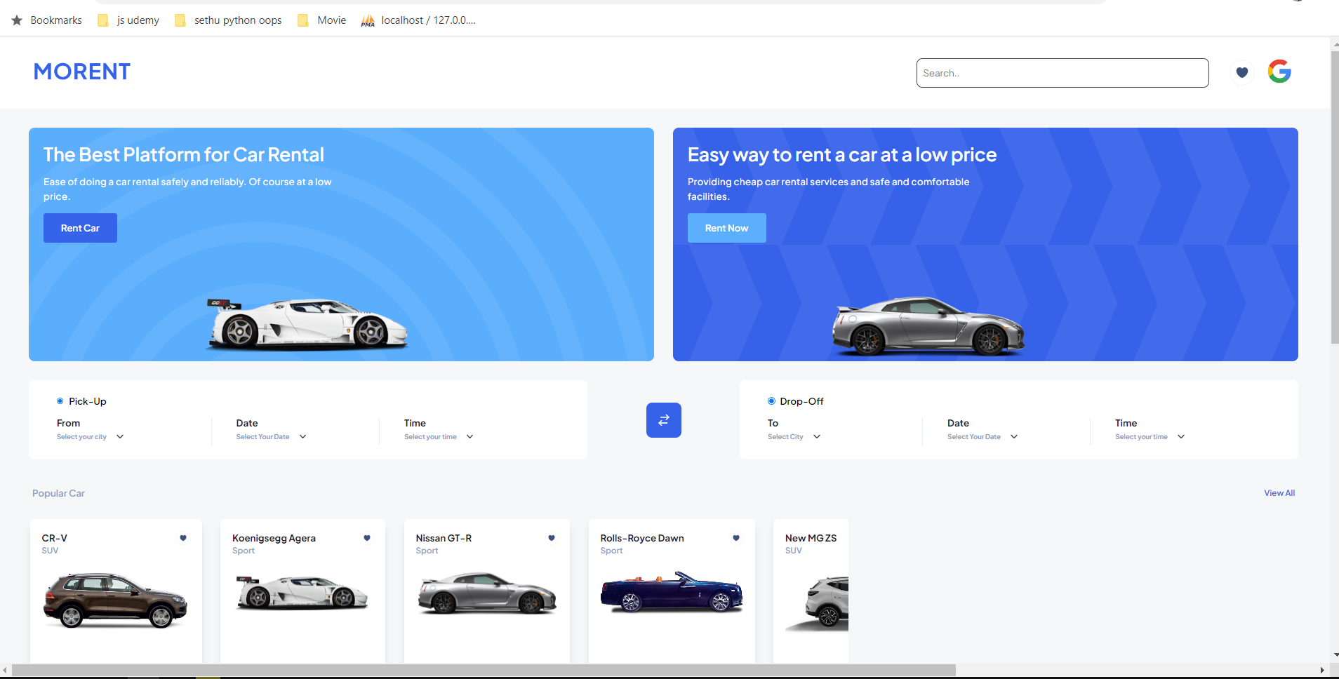 GitHub sethumadh/MORENT_Modern_Car_Rental_Application Morrent is a