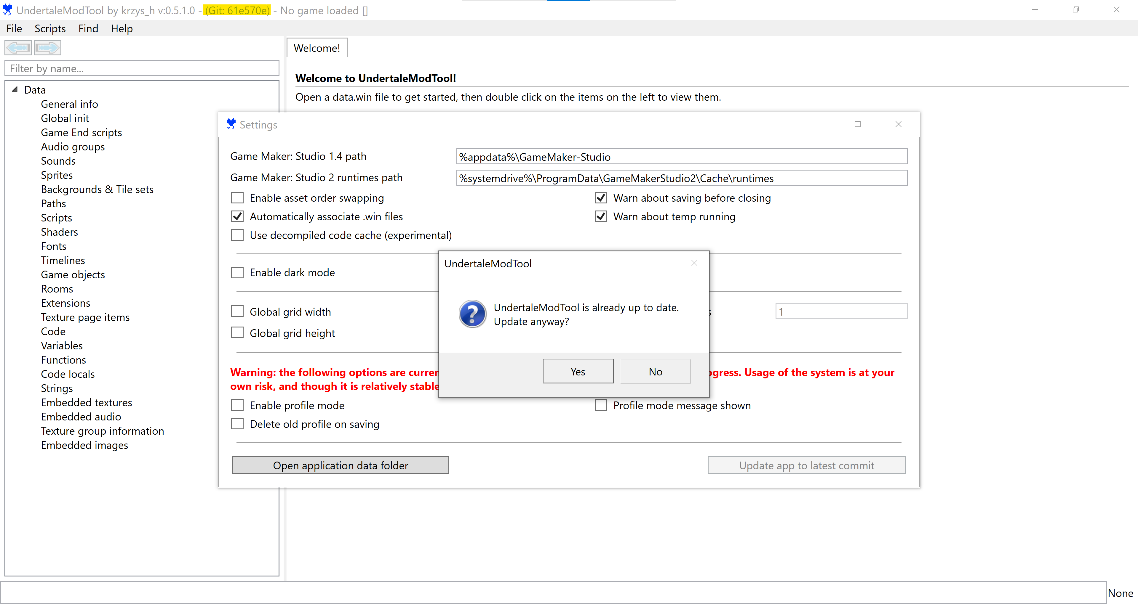 Update app to latest commit button frozen in time · Issue #1306 ...