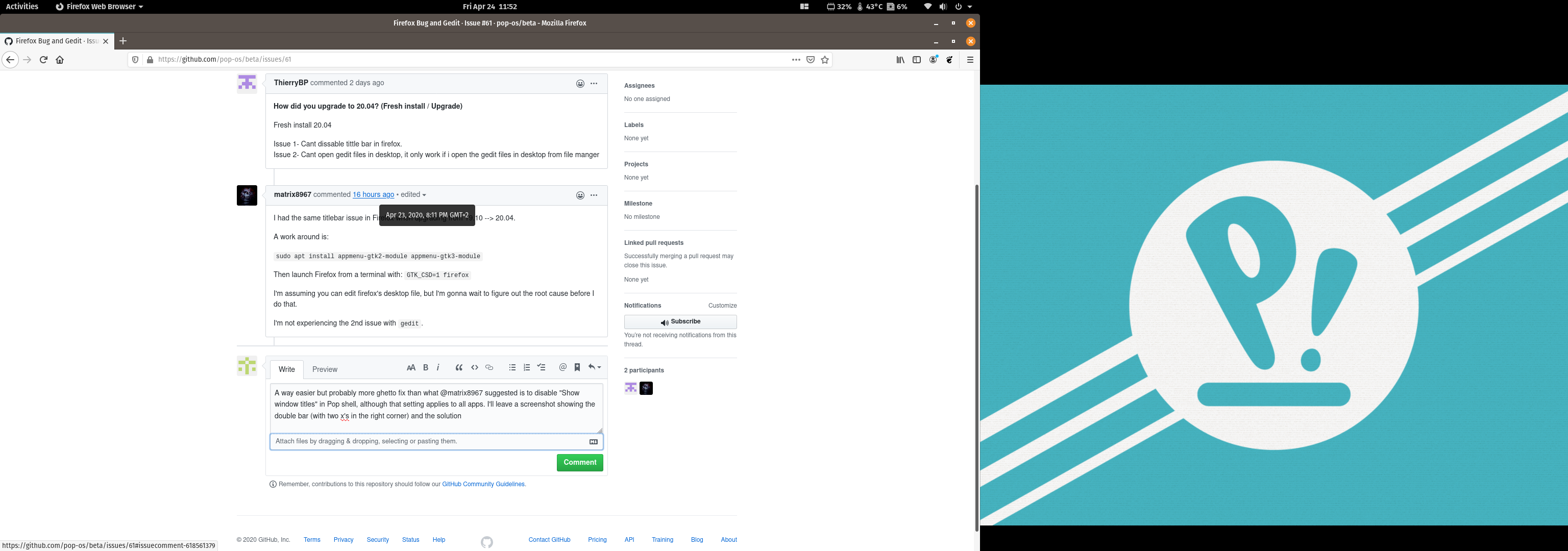 Firefox Bug and Gedit · Issue #61 · pop-os/beta · GitHub