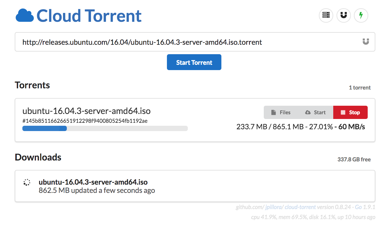 Github Jpillora Cloud Torrent Cloud Torrent A Self Hosted Remote Torrent Client