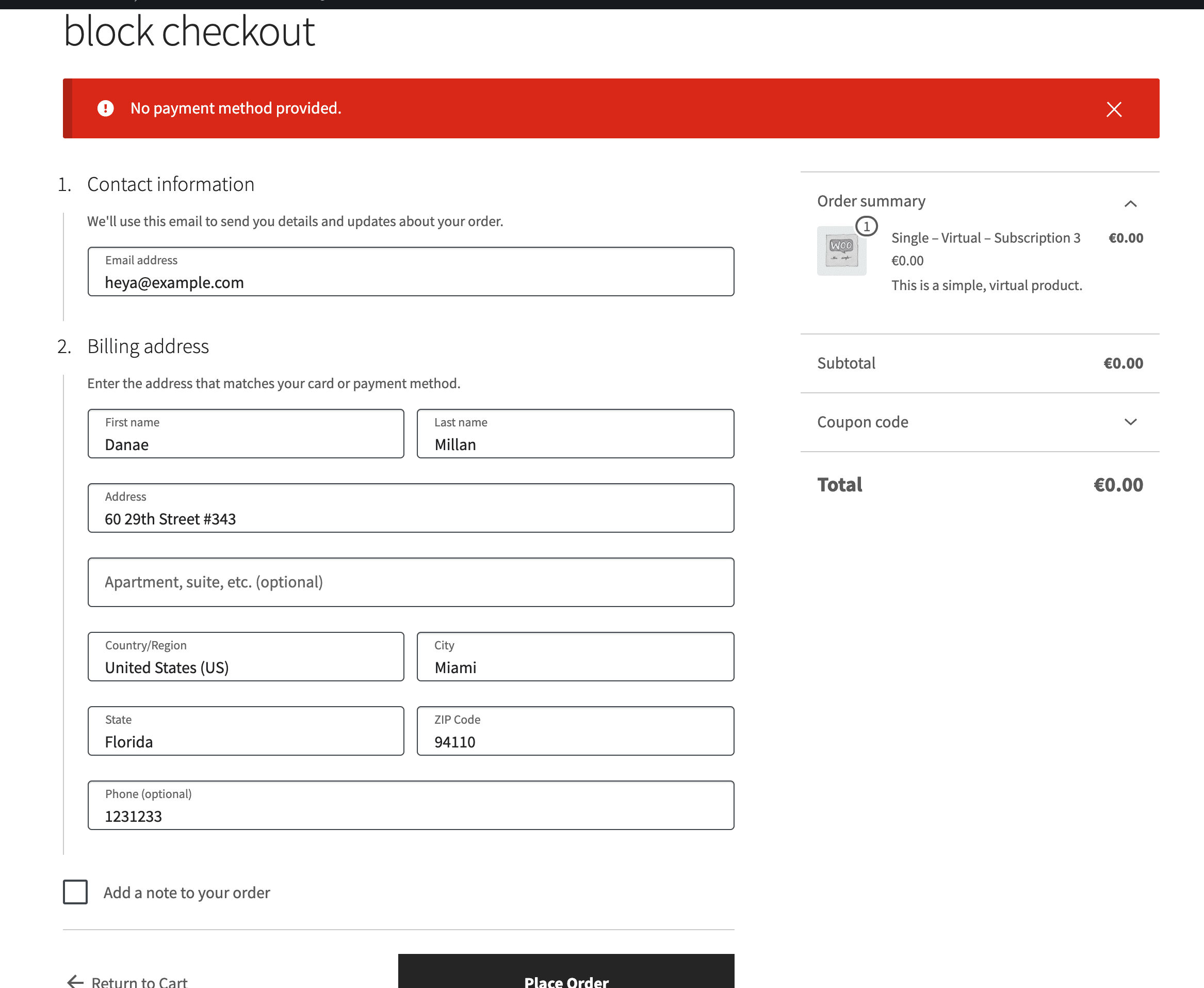 Can't buy a free virtual subscription using blocks checkout · Issue ...
