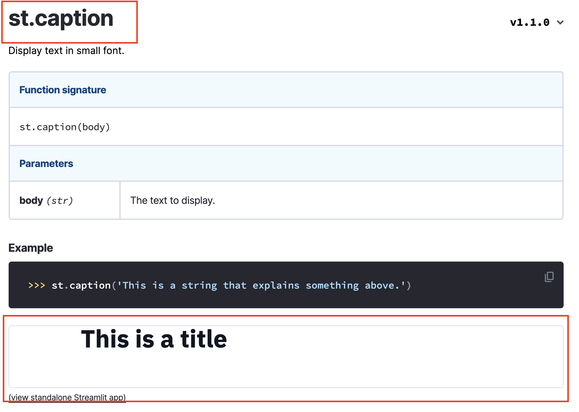 Update to docs - st.caption's static embedded app by mayagbarnes · Pull ...