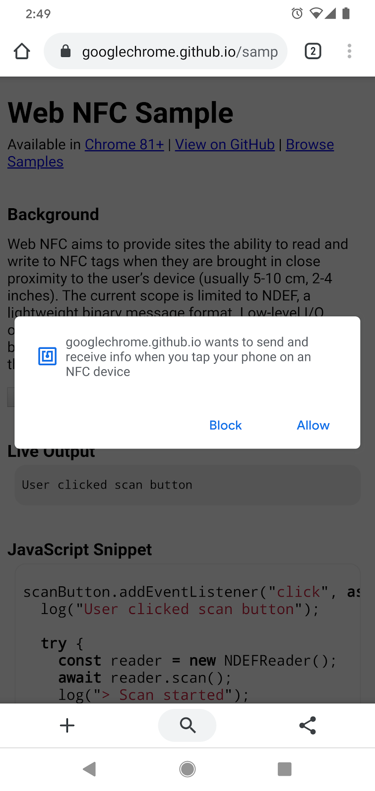 NDEFReader not found in window · Issue #677 · GoogleChrome/samples 