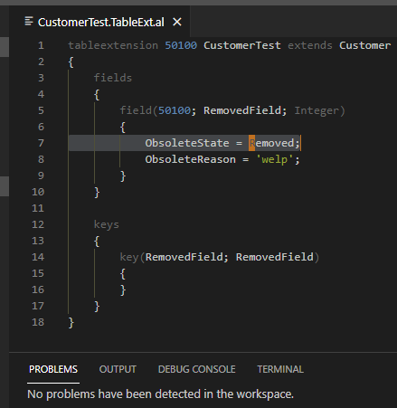 no error AL0450 if table extension still uses field with ObsoleteState ...