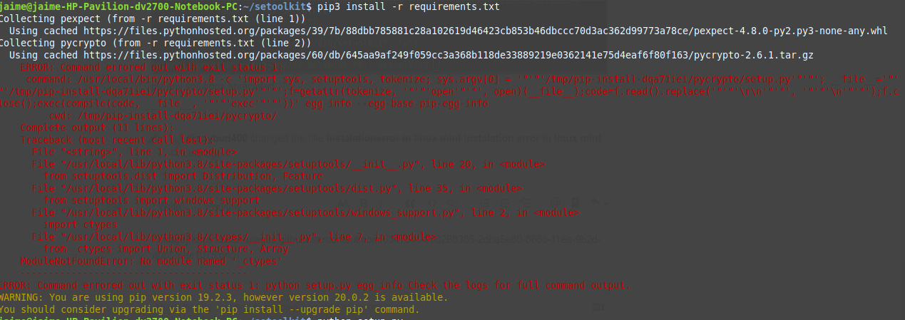 instalation error in linux mint · Issue #726 · trustedsec/social ...