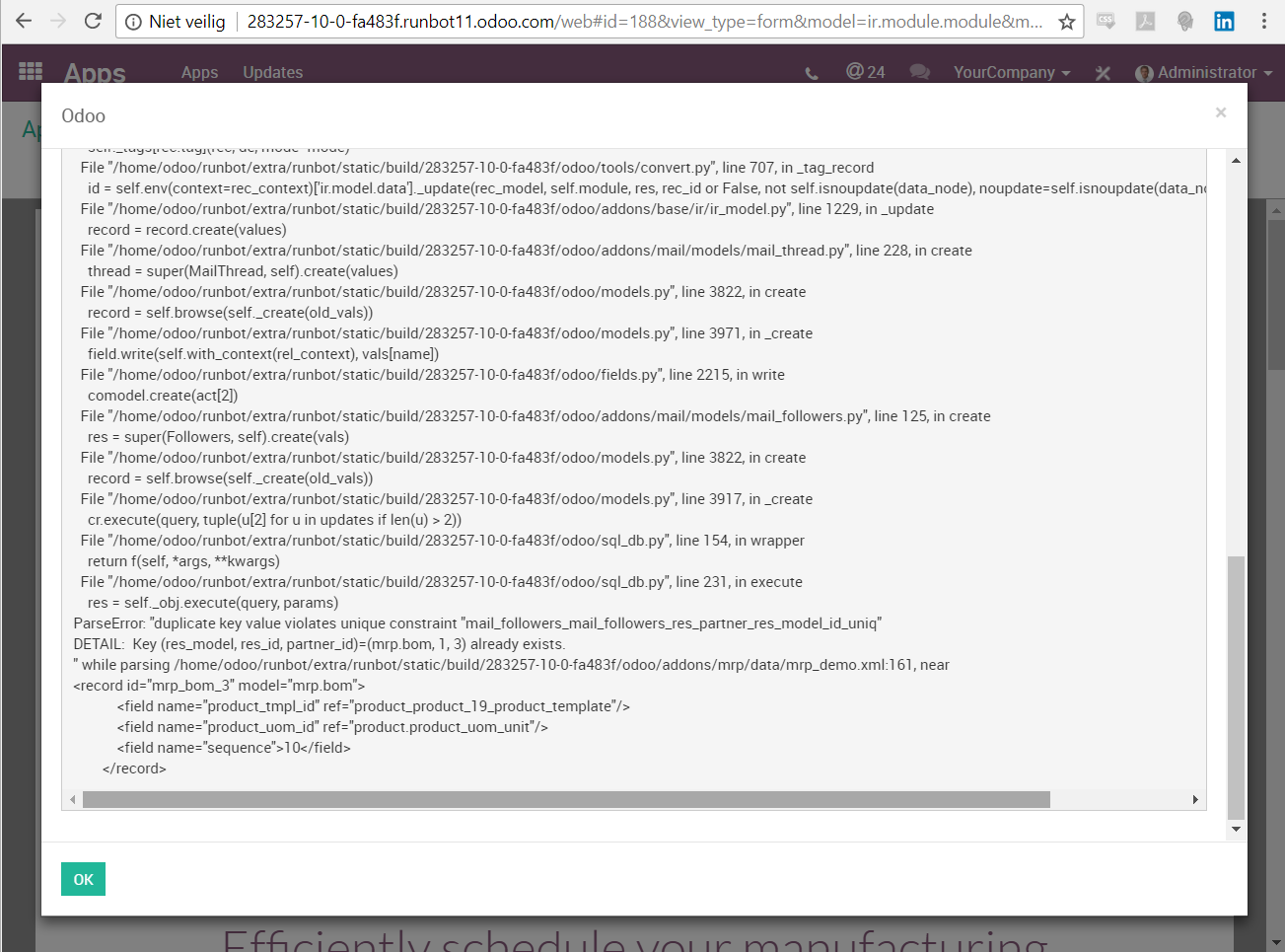 [10.0] Deinstalling and reinstalling MRP in demo database causes ...