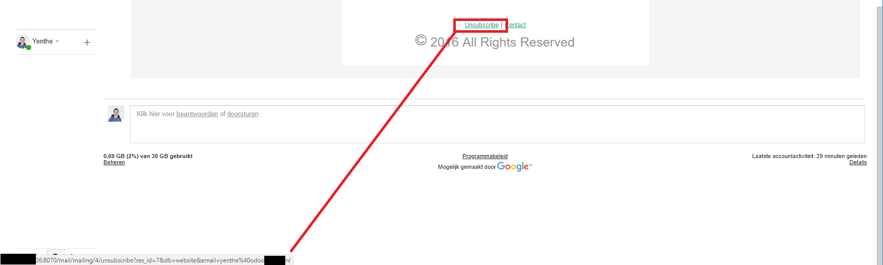 [9.0, 10.0, 11.0] Mass mailing unsubscribe link fails when having web ...