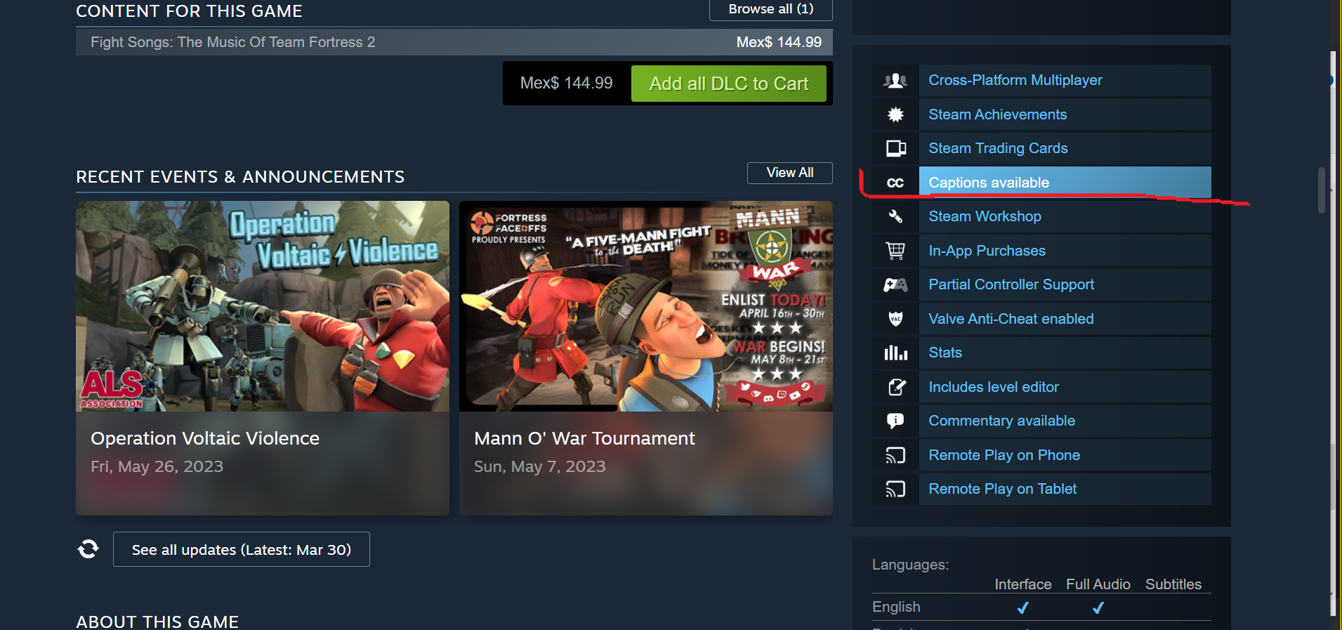 [TF2] On Steam it says that TF2 has Closed Caption available, but in ...