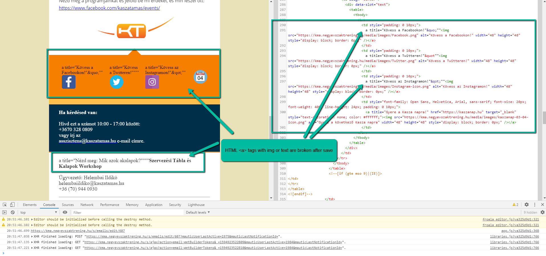 Froala bug: HTML tag with special char in the title attribute broke ...