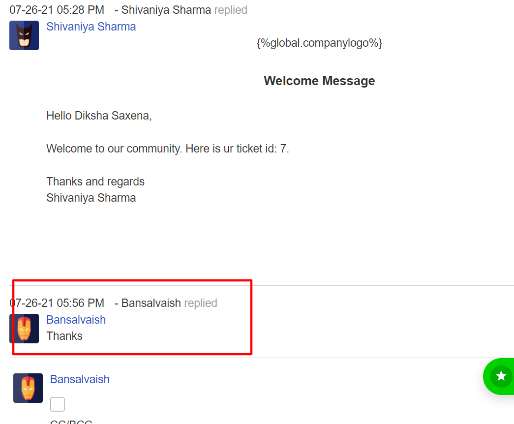 Collaborator name is coming wrong on ticket thread at agent ticket view ...