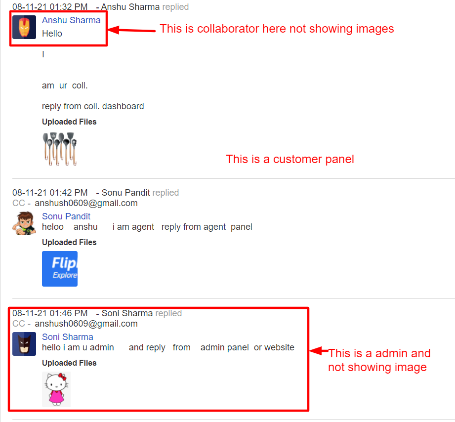 In Customer and Collaborator dashboard image not displaying of Admin ...