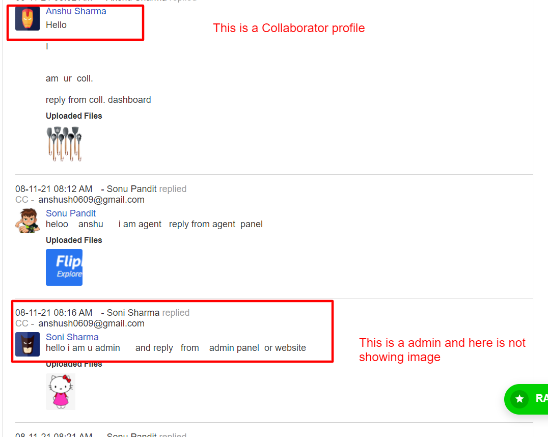 In Customer and Collaborator dashboard image not displaying of Admin ...
