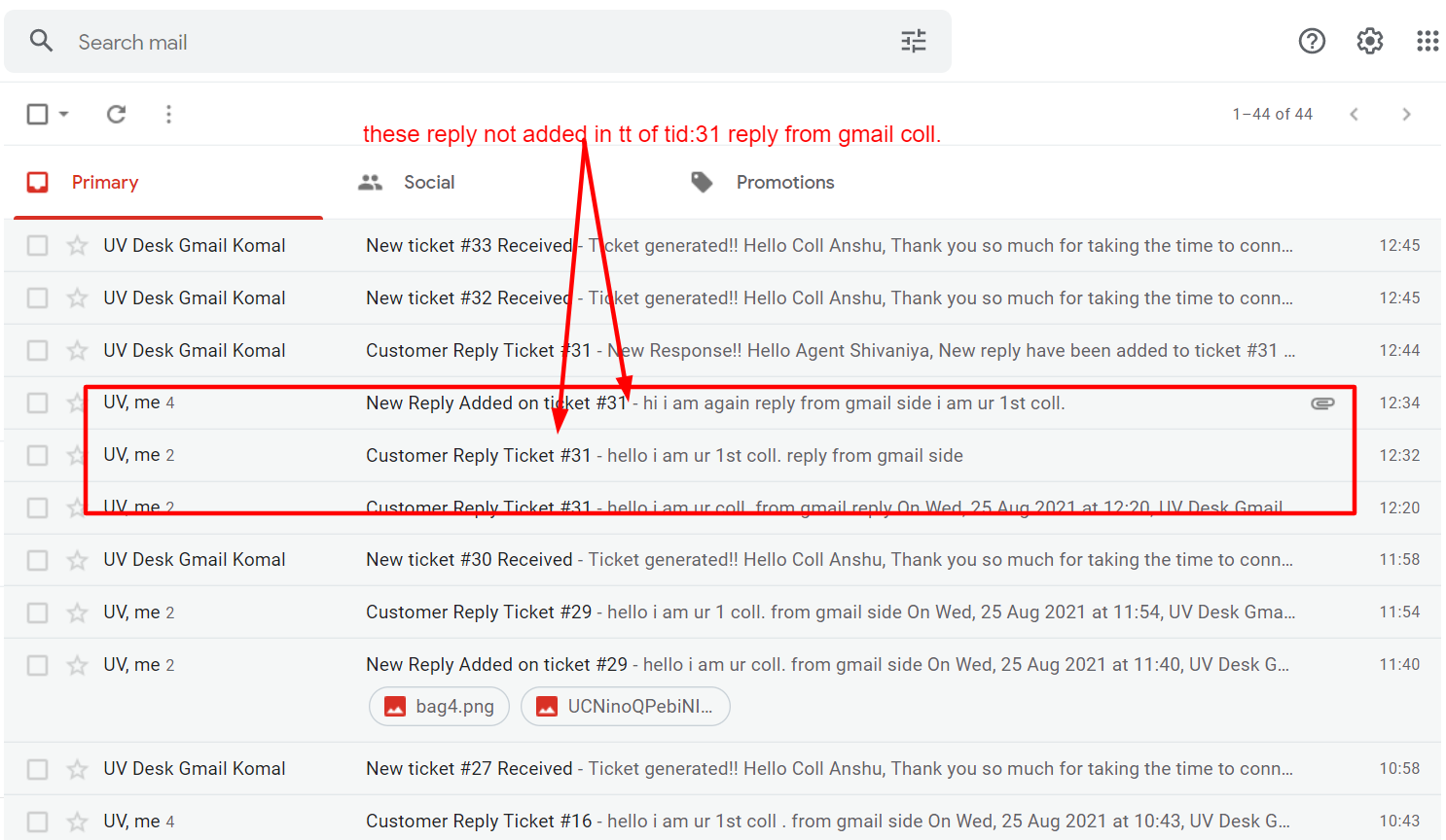 When added 2 collaboarators from customer side and reply from gmail ...