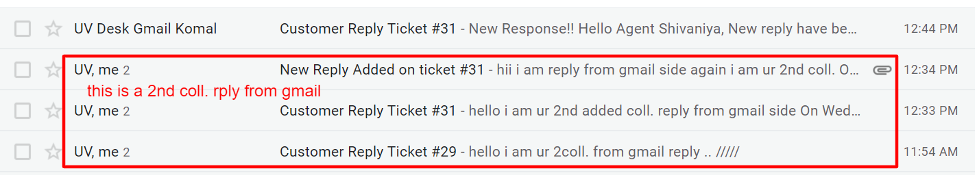 When added 2 collaboarators from customer side and reply from gmail ...