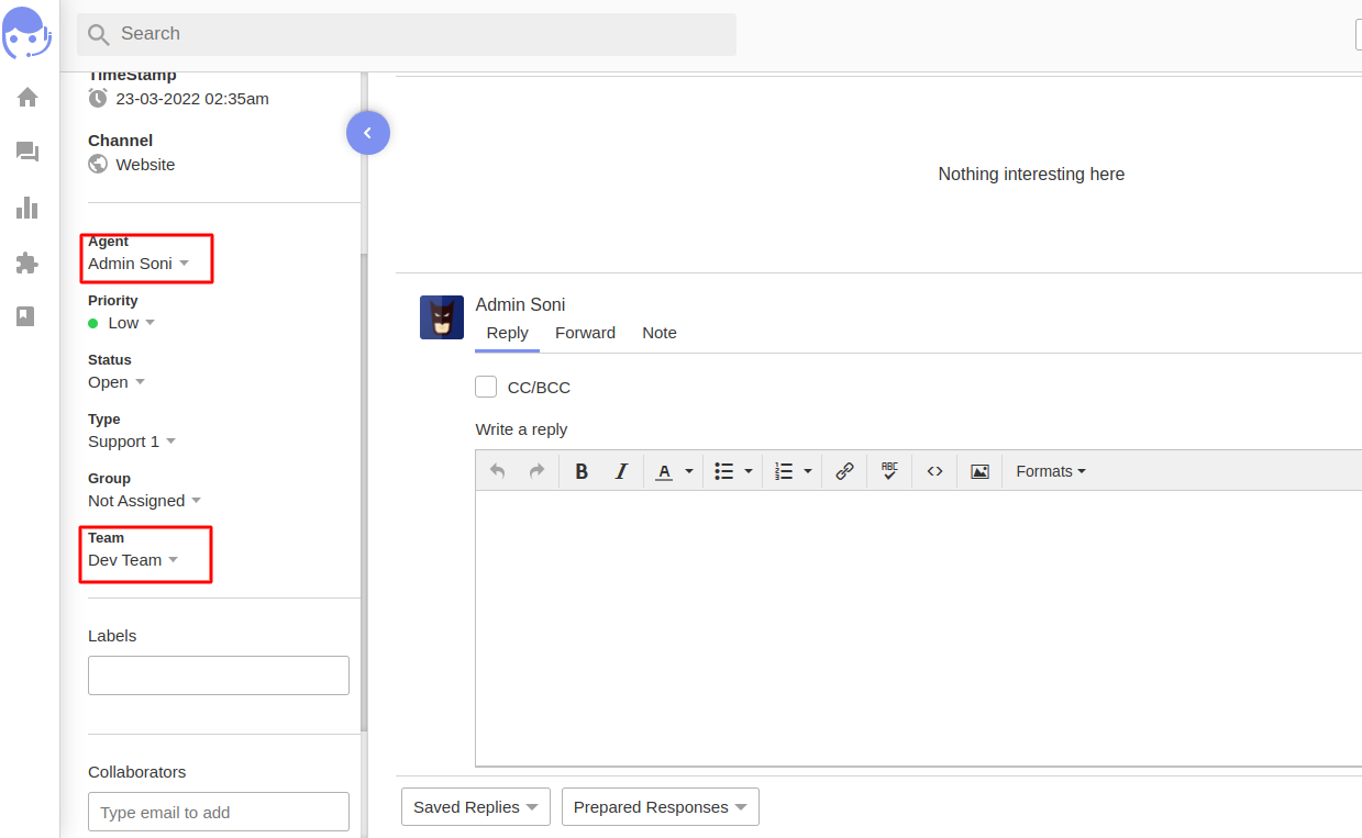 When used group access of agent and click on ticket after showing an ...