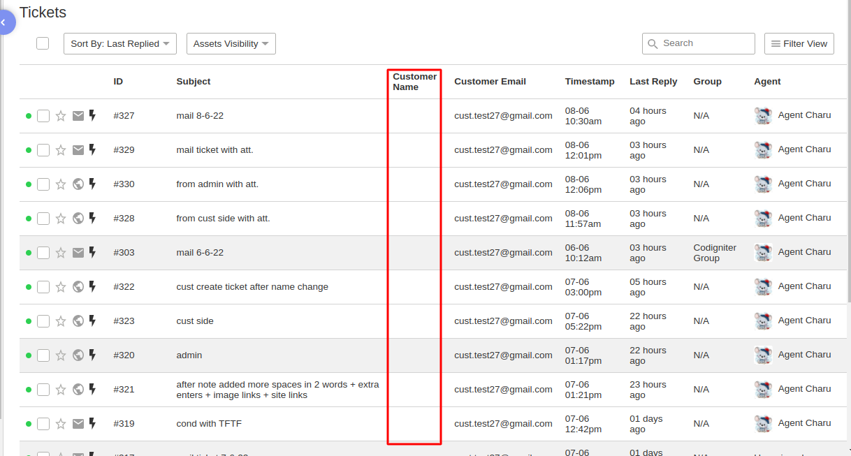 Customer name edit from admin side on ticket view page, if we leave ...
