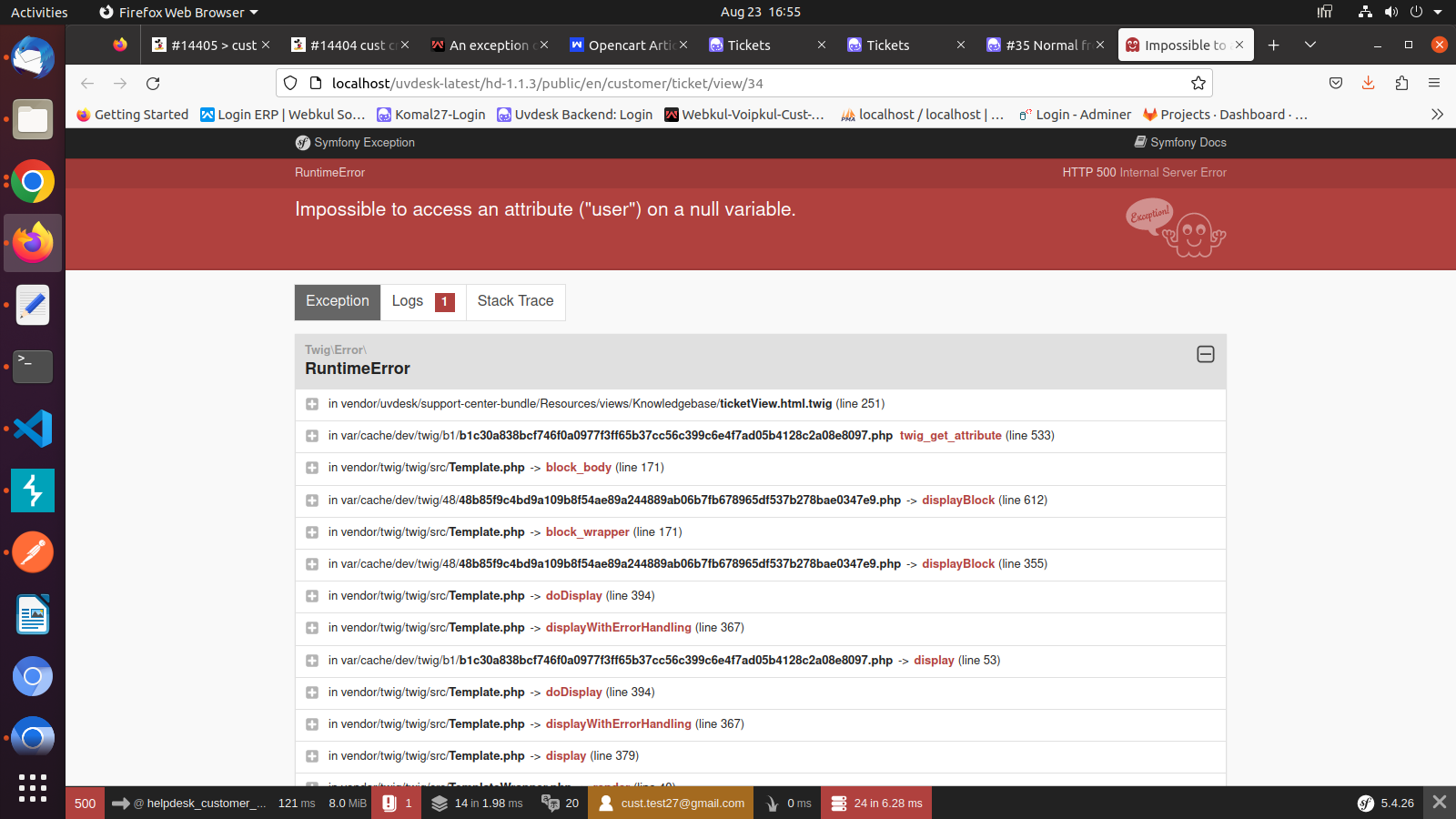 When create a new ticket from email side with add a cc after that