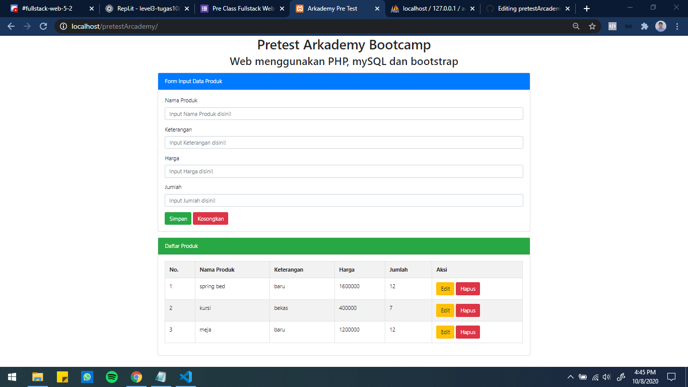 GitHub - ivanrozak/pretestArcademy: simple CRUD website using PHP ...