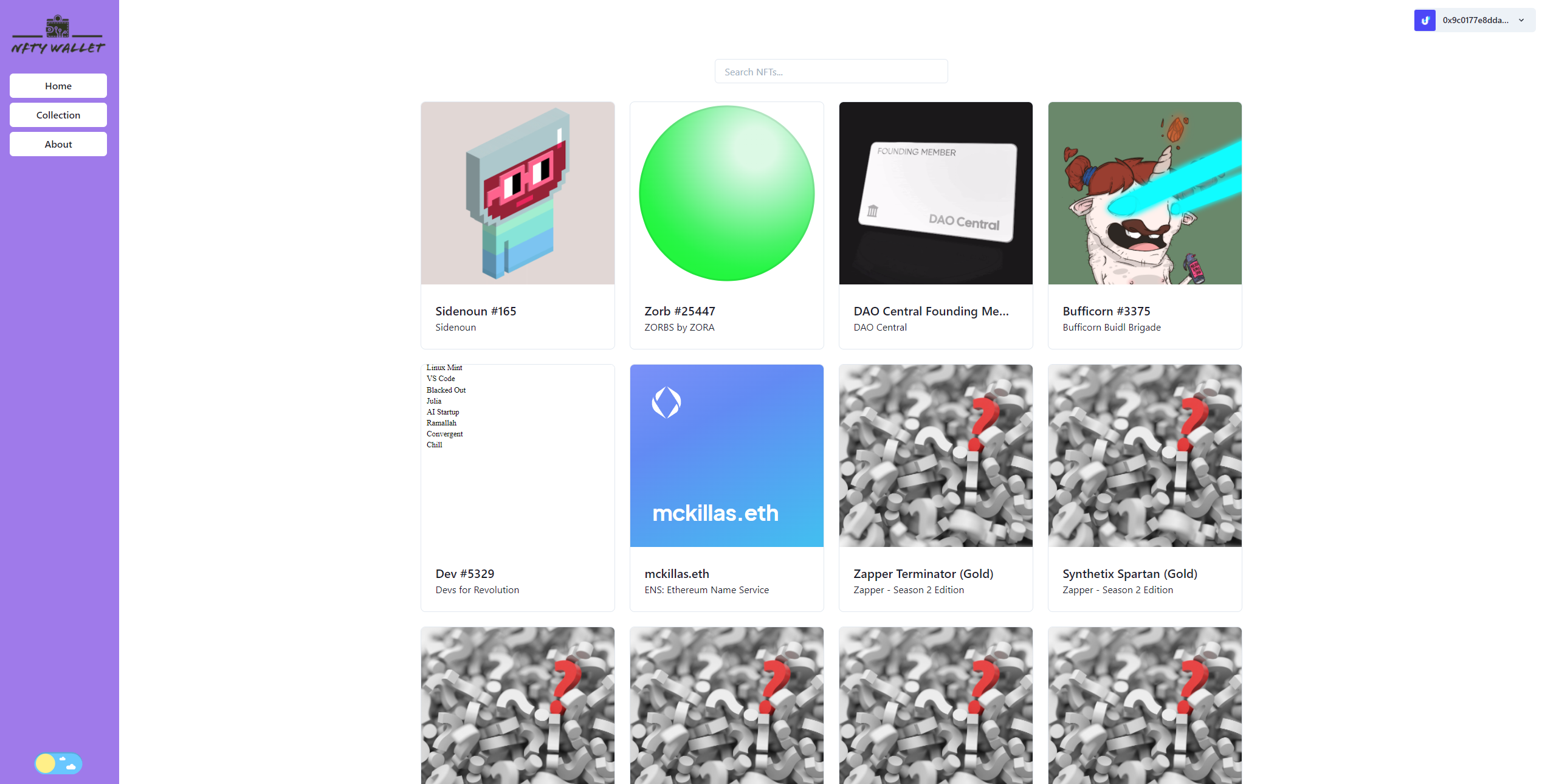 GitHub - Seth-McKilla/nfty-wallet: Simple dApp to view NFT porfolio and ...