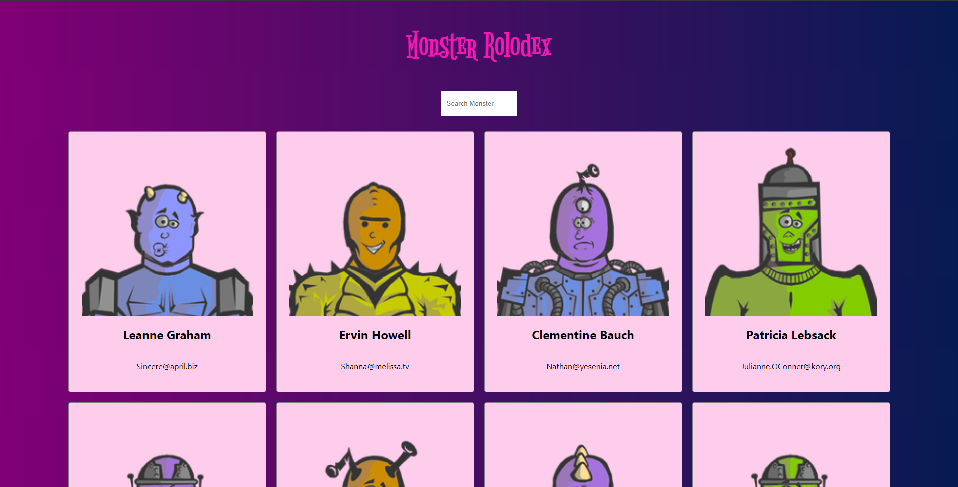 Getting started with create react app monsters rolodex