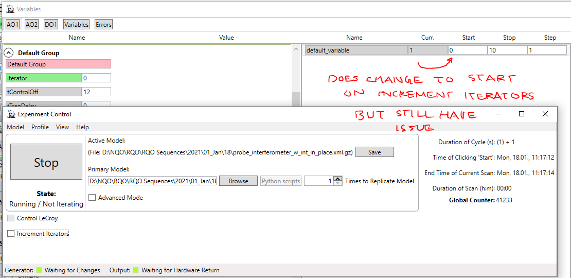 Iterator variable not iterated correctly: Keeps the Start value and ...