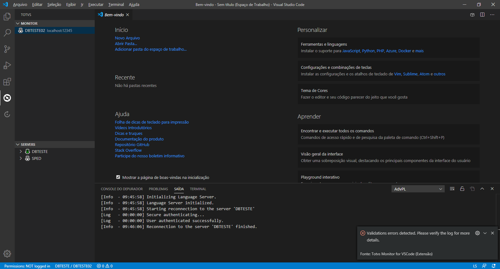 Erro ao conectar no Totvs Monitor for VScode 0.0.7 · Issue #345 · totvs ...