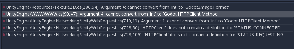 Godot Unity error debug