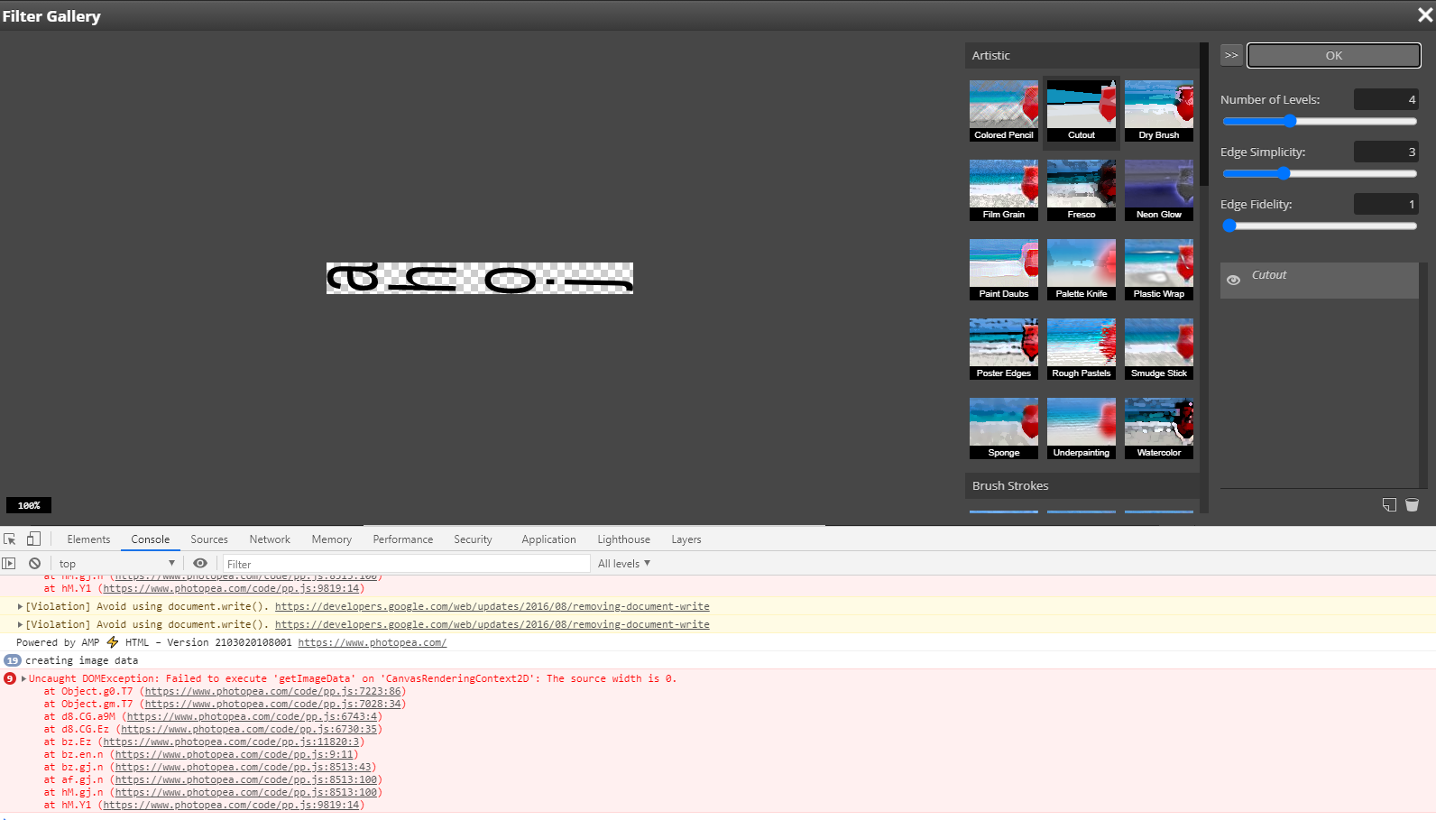 Filter Gallery error on empty selection · Issue 3077 · photopea