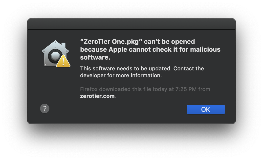 macOS installer isn't notarized so macOS 10.15 won't let it run by default · Issue 1039