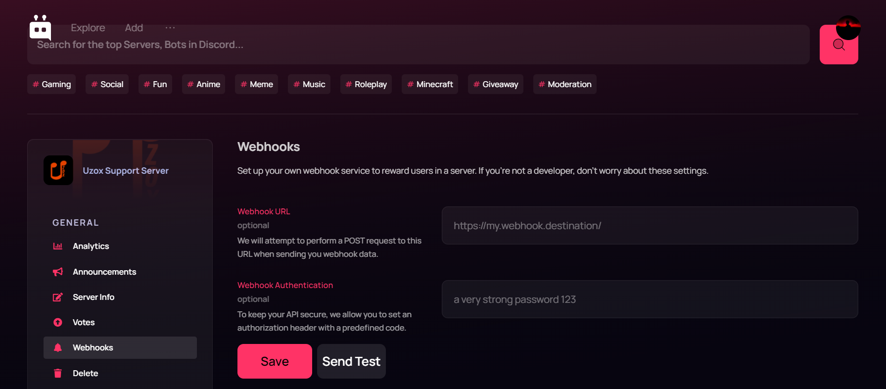 Server Edit and Webhook pages bugged · Issue #801 · top-gg/issues · GitHub