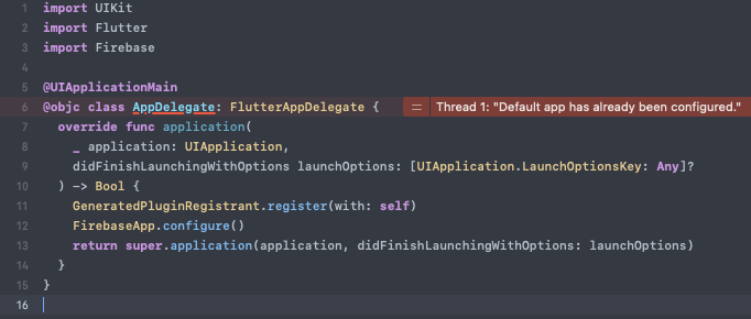 🐛 Flutter iOS App Crashing with "Default app has already been ...