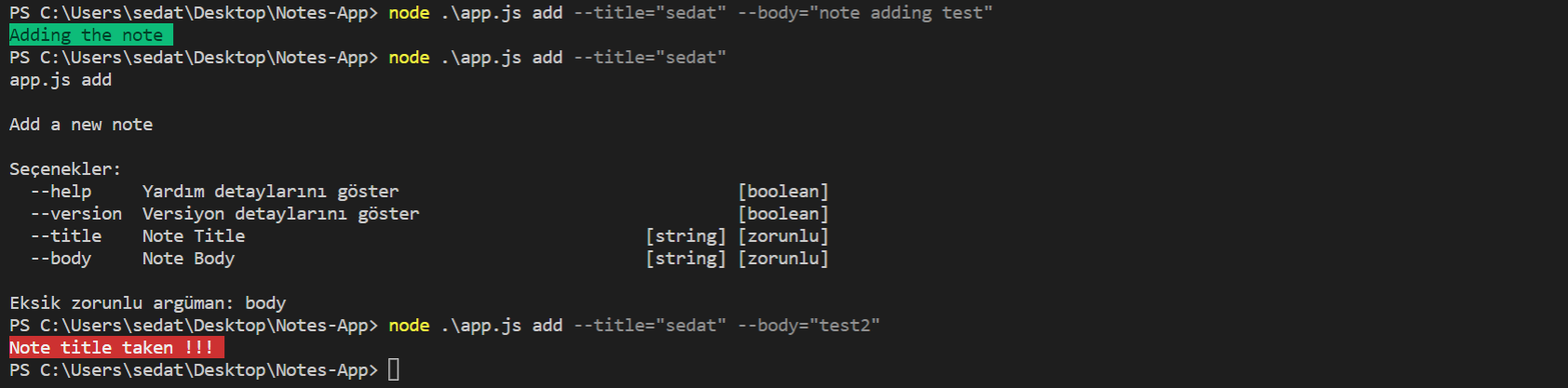 GitHub - sedatbilece/Notes-App: Note application running on console ...