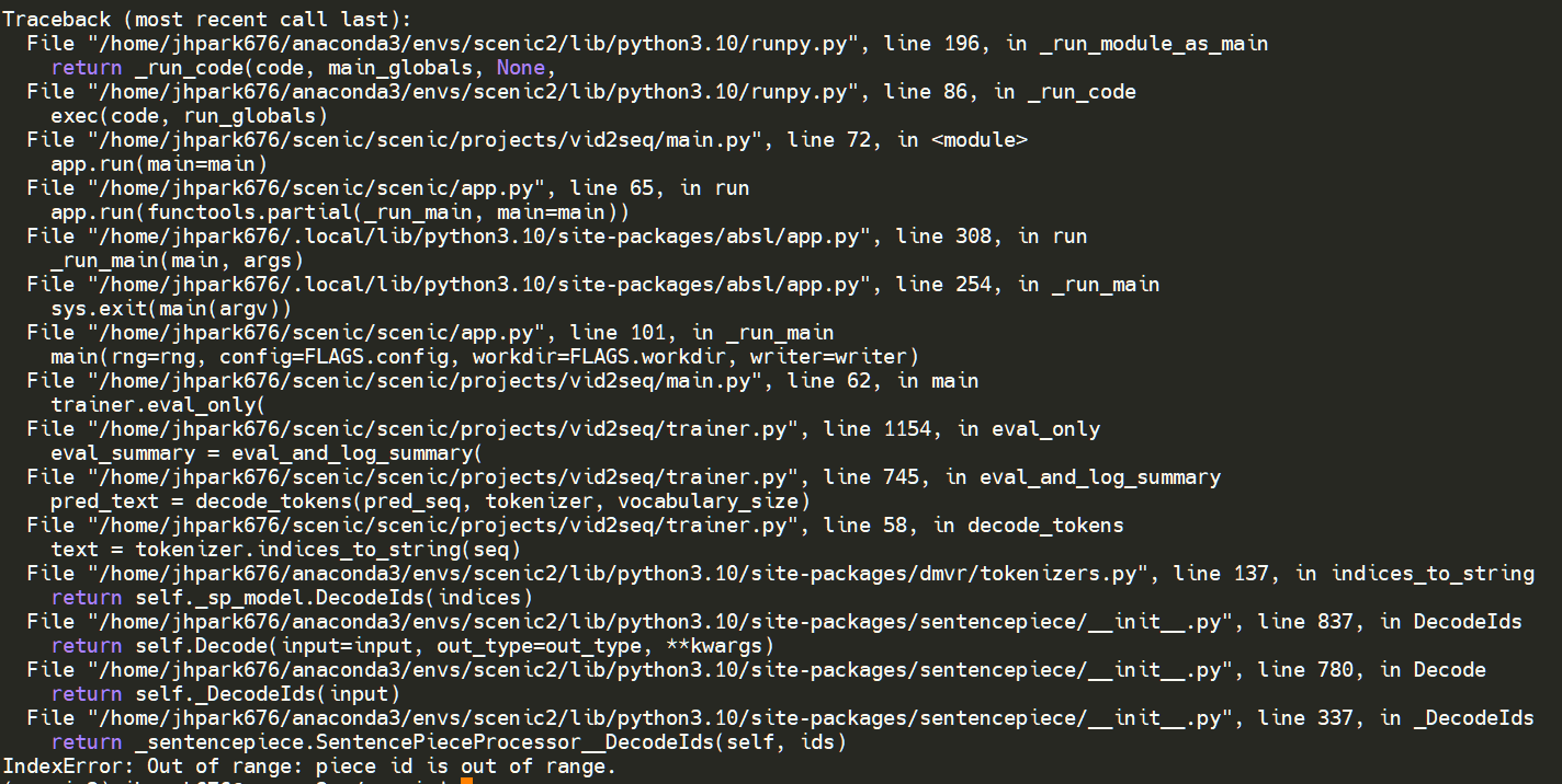 [vid2seq] IndexError: Out of range: piece id is out of range. · Issue ...
