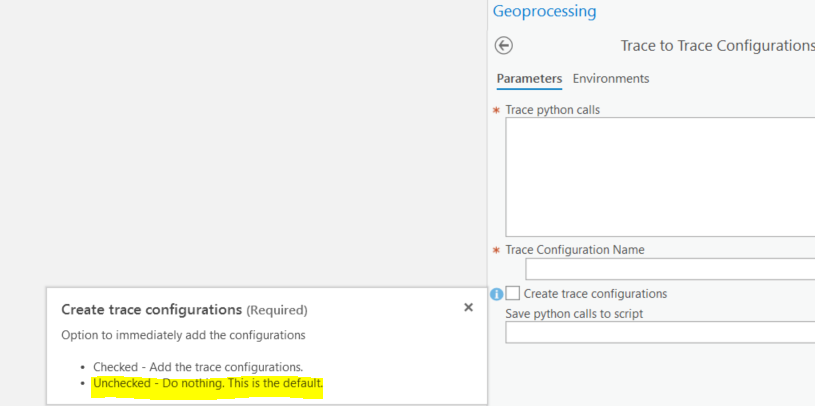 Trace to Trace Configuration: The help on the 