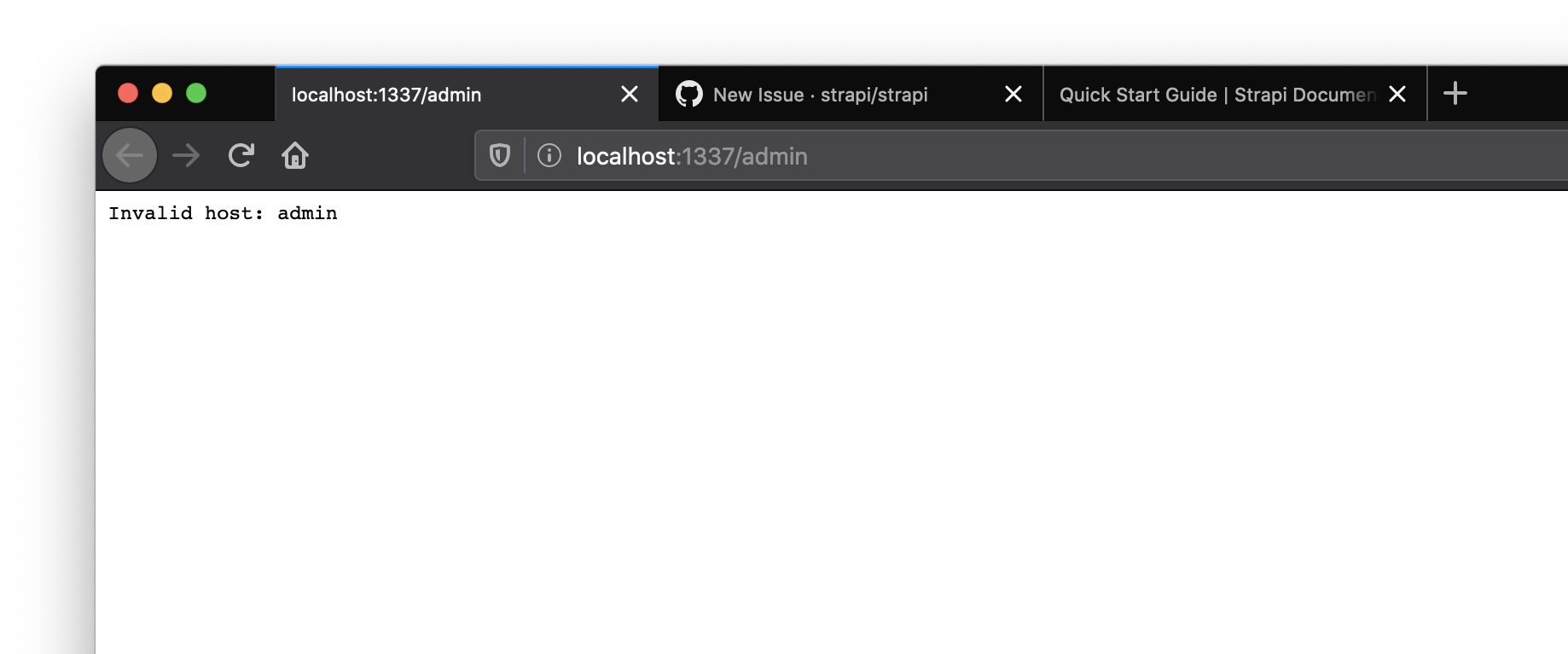 Invalid host admin on createstrapiapp quickstart · Issue 7042 · strapi/strapi · GitHub