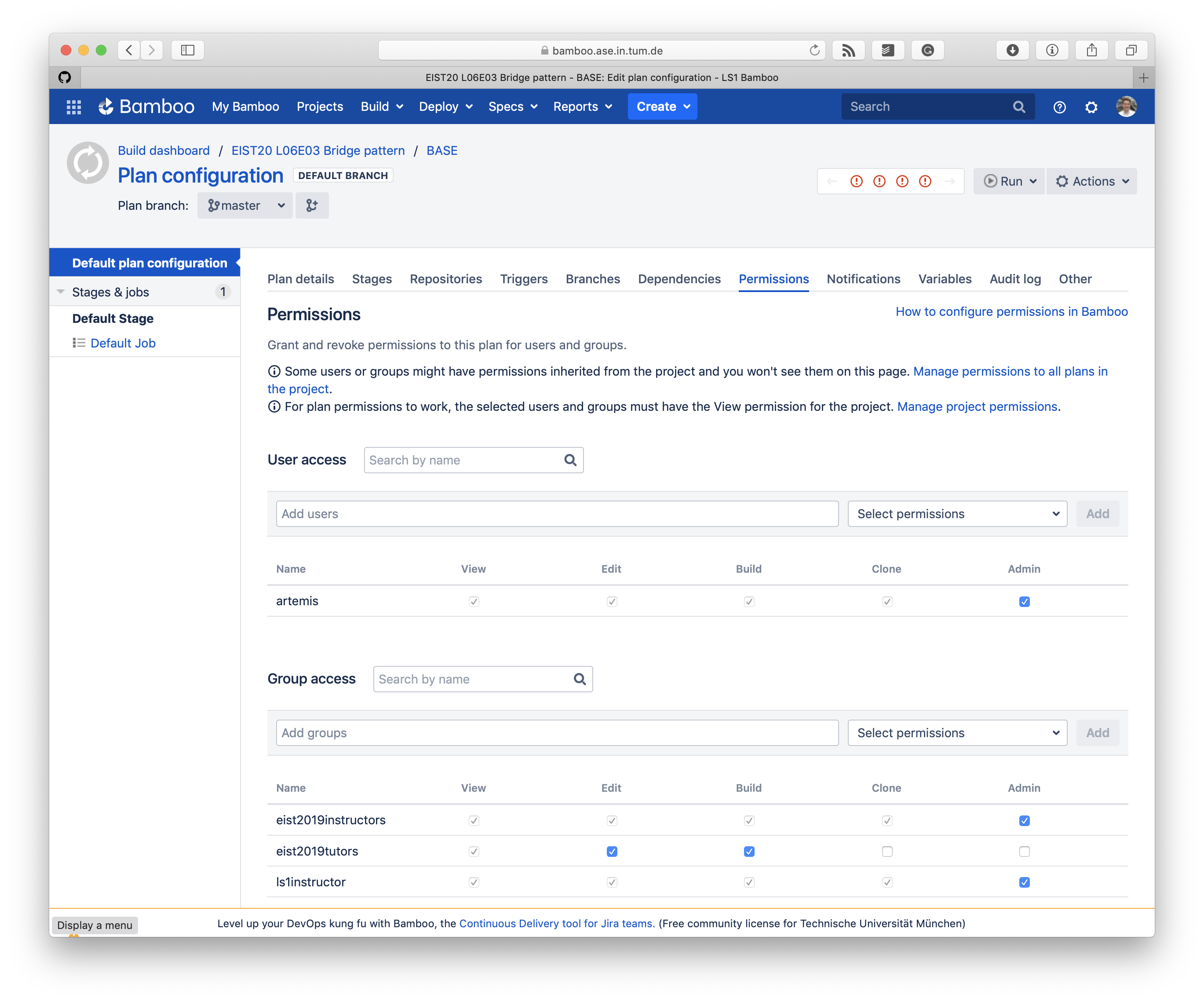 Wrong Bamboo Permissions when importing Programming Exercises · Issue ...