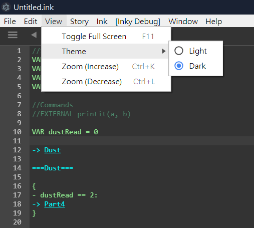Any way to make the Editor dark? · Issue #221 · inkle/inky · GitHub