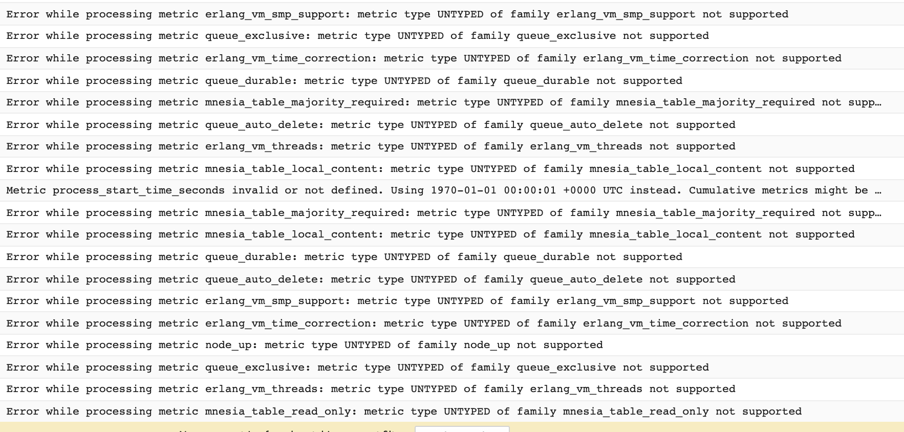 "Error while processing metric" errors logged by rabbitmq/prometheus-to ...