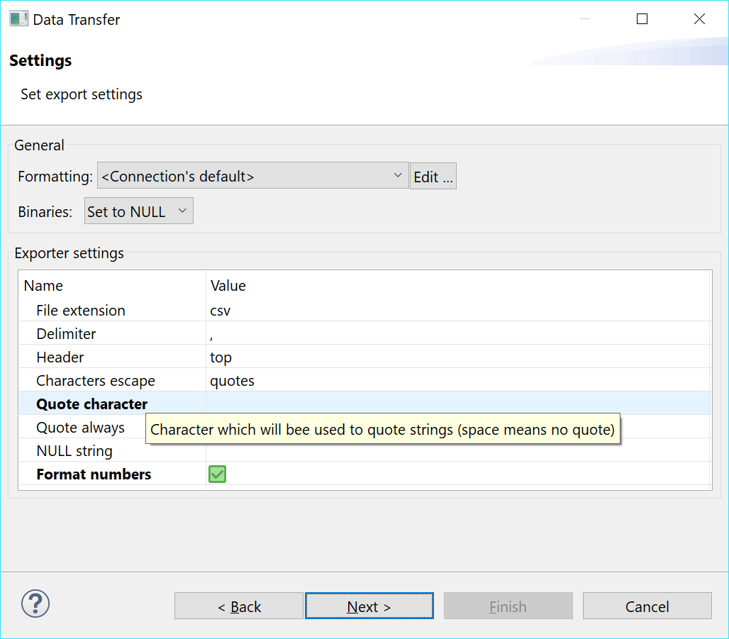 Export resultset csv still using quotes for subsequent columns when