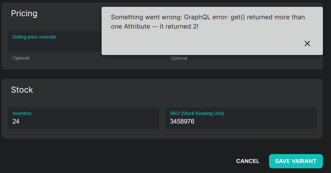 Error when creating product variant (Dashboard 2.0) · Issue #4474 ...