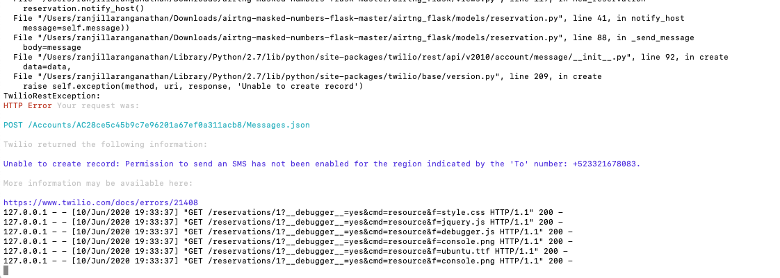 Trying to send message to a default number