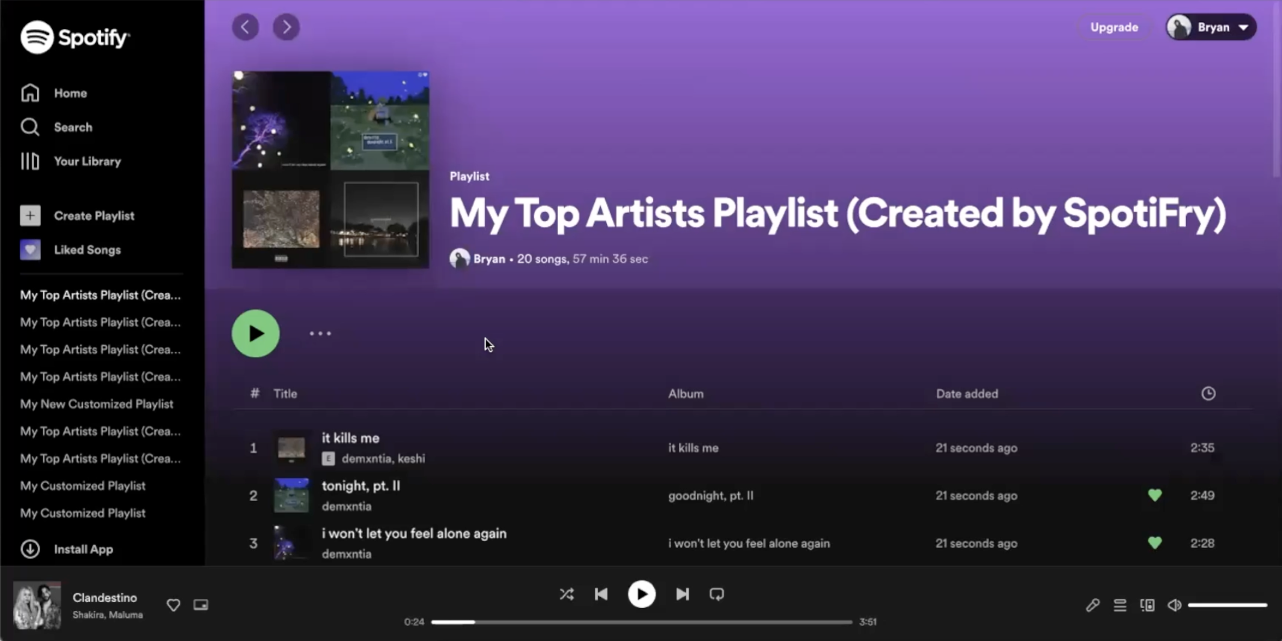 default playlist spotify