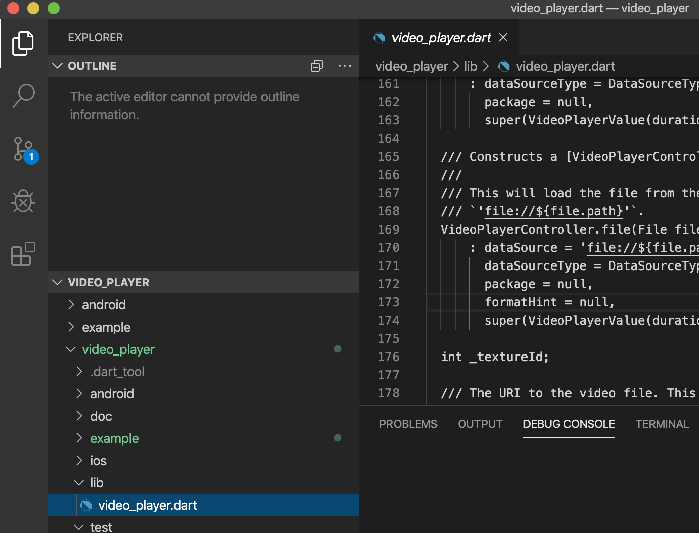 No symbols found in document for 'video_player.dart' when in a parent ...