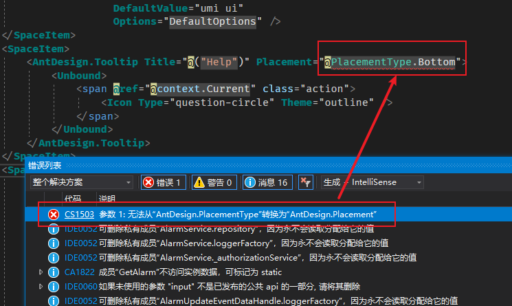 无法从“AntDesign.PlacementType”转换为“AntDesign.Placement” · Issue #105 · ant ...